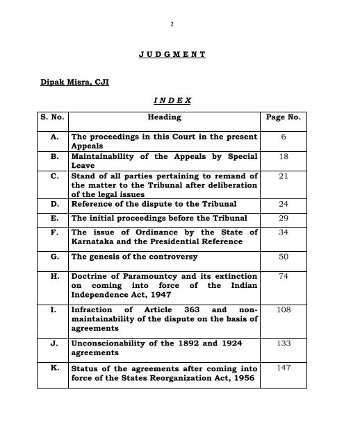 CAUVERY ISSUE - SUPREME COURT JURISDICTION 16-Feb-2018