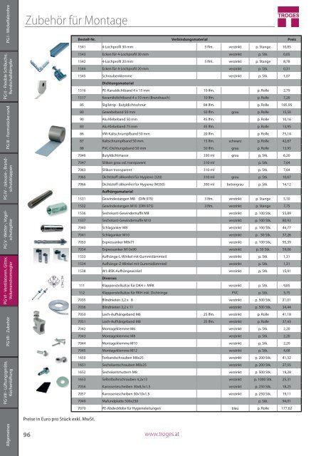 TROGES Preisliste