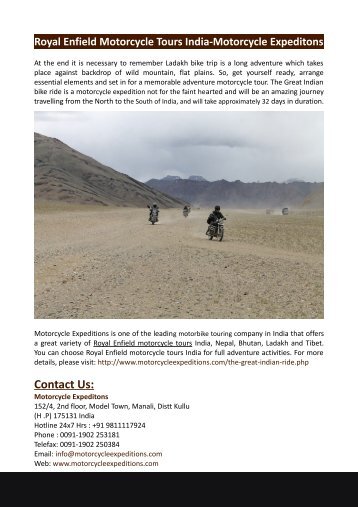 Royal Enfield Motorcycle Tours India-Motorcycle Expeditons