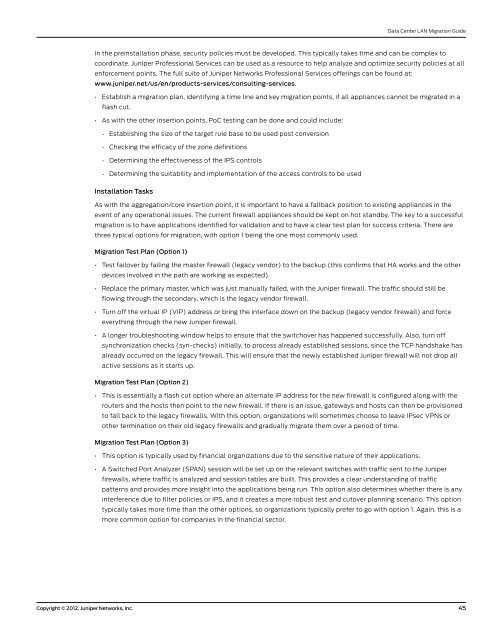 Data Center LAN Migration Guide - Juniper Networks
