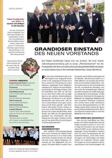 Aktuelle Anzeige im TOP Magazin Köln - Fidele Zunftbrüder von ...