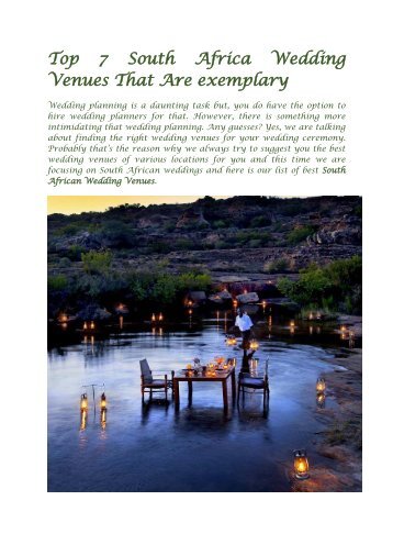 Top 7 South Africa Wedding Venues That Are exemplary