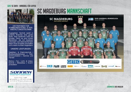 Grünweiss - Spieltags-Magazin SC DHfK Leipzig vs. SC Magedeburg