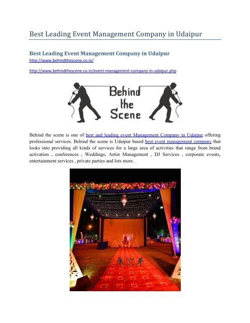 Best Leading Event Management Company in Udaipur