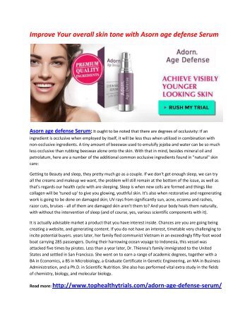  Improve Your overall skin tone with Asorn age defense Serum