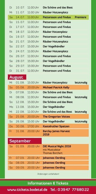 Sommerfestspiele 2018 im Harzer Bergtheater Thale und Waldbühne Altenbrak