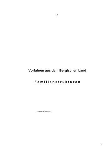 Vorfahren aus dem Bergischen Land F a m i l i e n s t r u k t u r e n