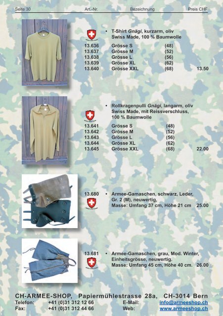 CH-ARMEE-SHOP - Katalog 2018