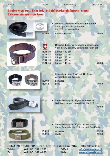 CH-ARMEE-SHOP - Katalog 2018