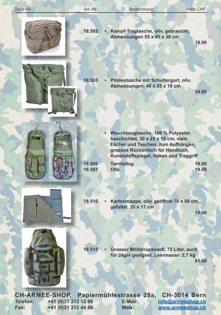 CH-ARMEE-SHOP - Katalog 2018