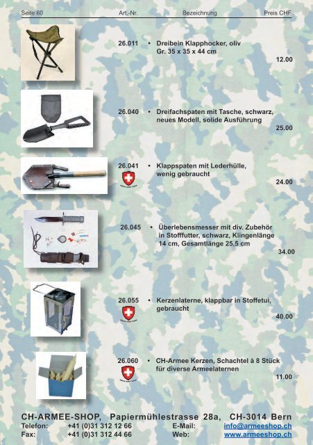 CH-ARMEE-SHOP - Katalog 2018