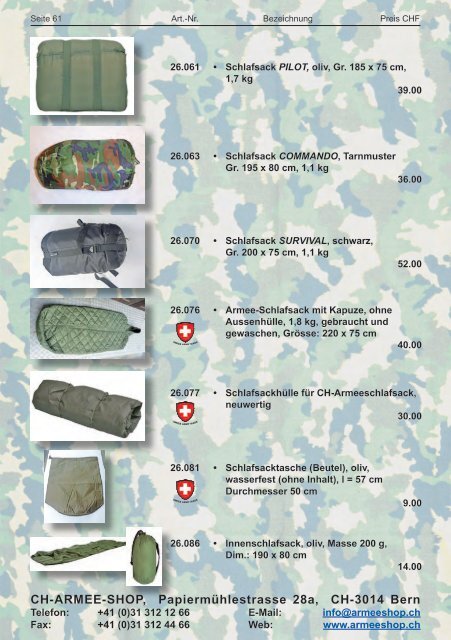 CH-ARMEE-SHOP - Katalog 2018