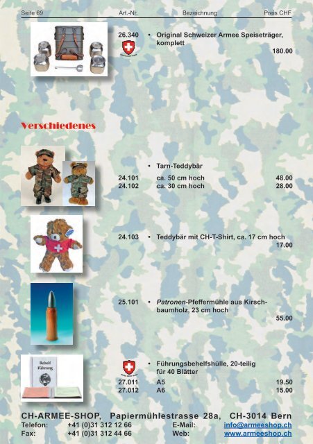 CH-ARMEE-SHOP - Katalog 2018