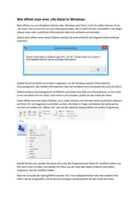 Wie öffnet man eine .nfo-Datei in Windows