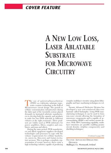 A New, Low Loss Laser Ablatable Substrate for Microwave ... - Taconic