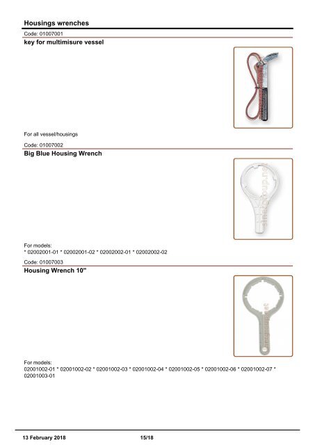 Filter housings catalogue