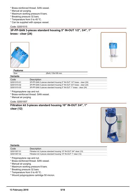 Filter housings catalogue