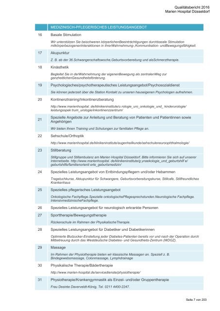 Qualitätsbericht 2016 - Marien Hospital Düsseldorf