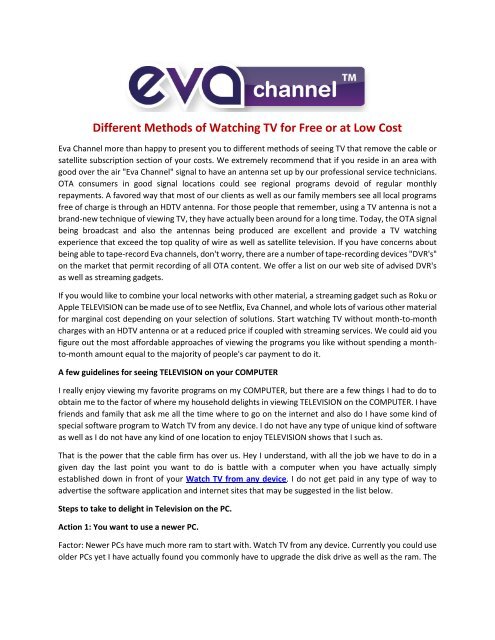 Tv Ronic Method Different Methods of Watching TV for Free or at Low Cost