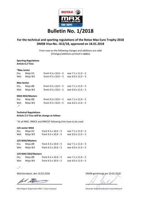 Bulletin Nr. 1 Euro Trophy