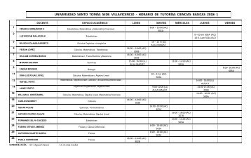 HORARIOS TUTORÍAS 2018-1