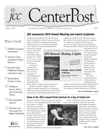 2018 Spring CenterPost  |  JCC of Syracuse