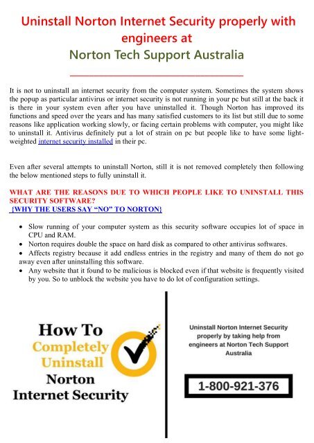Uninstall Norton Internet Security Properly