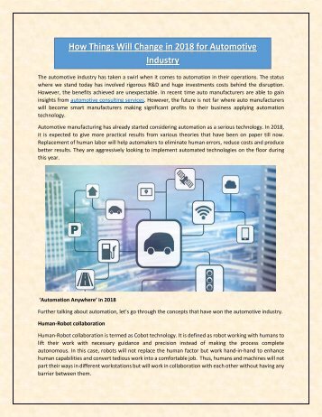 How Things Will Change in 2018 for Automotive Industry