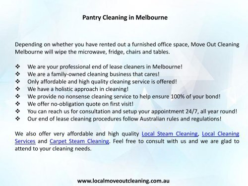 Pantry Cleaning in Melbourne