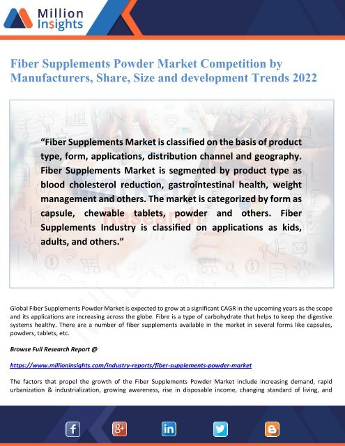 Fiber Supplements Powder Market Competition by Manufacturers, Share, Size and development Trends 2022
