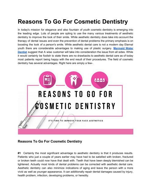 Why To Go For Cosmetic Dentistry?? Your Answers are here!!