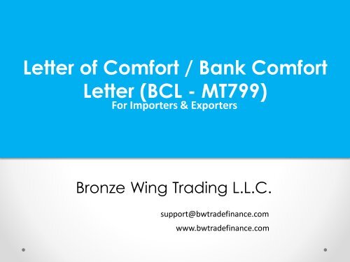 Bank Comfort Letter (BCL - MT799)