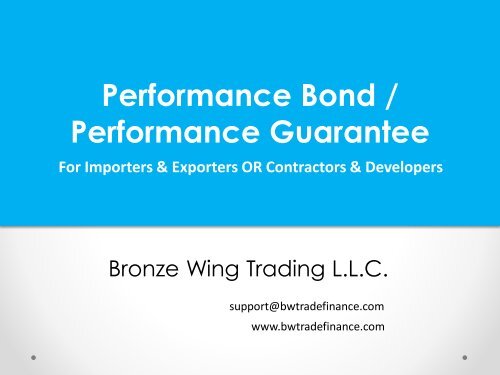 Performance Bond / Performance Guarantee