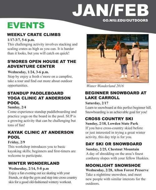 NIU Outdoor Adventures Spring 2018 Adventure Guide