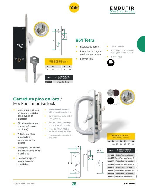 Catálogo de Productos Yale Colombia 2018. 