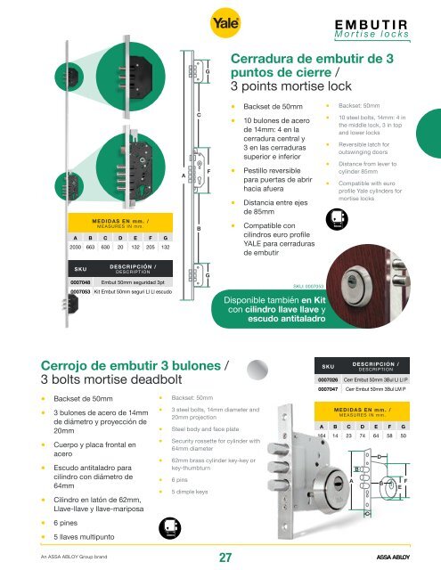 Catálogo de Productos Yale Colombia 2018. 