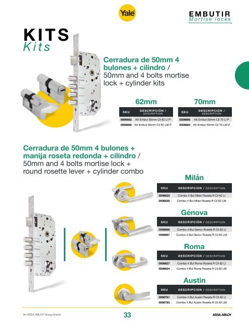 Catálogo de Productos Yale Colombia 2018. 