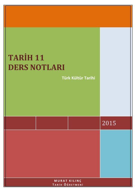 11. Sınıf Tarih (Kültür Tarihi) Ders Notları (Tüm Üniteler)