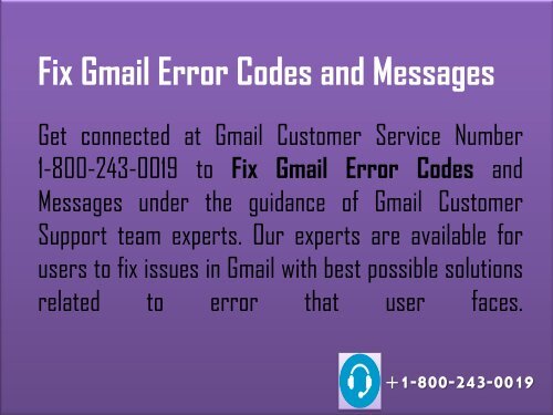 1-800-243-0019 Fix Gmail Error Codes and Messages