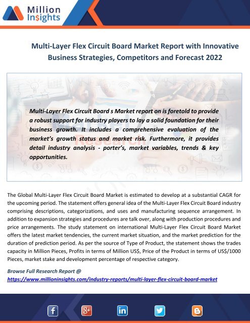 Multi-Layer Flex Circuit Board Market Report with Innovative Business Strategies, Competitors and Forecast 2022