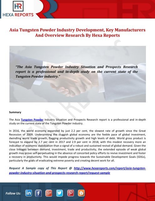 Asia Tungsten Powder Industry Development, Key Manufacturers And Overview Research By Hexa Reports