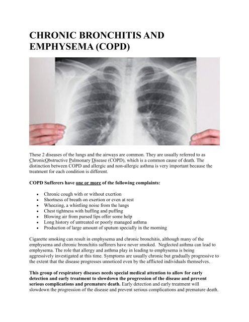 CHRONIC BRONCHITIS AND EMPHYSEMA (COPD)