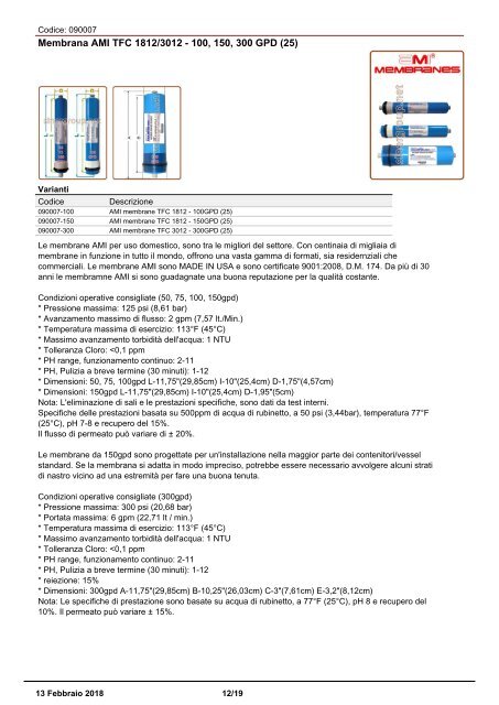 Membrane catalogo