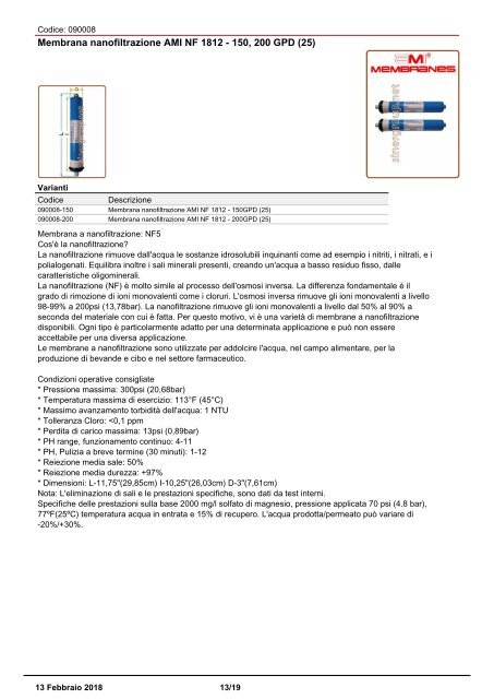 Membrane catalogo