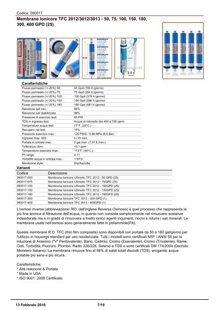 Membrane catalogo