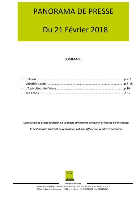 Panorama de presse quotidien du 21-02-2018