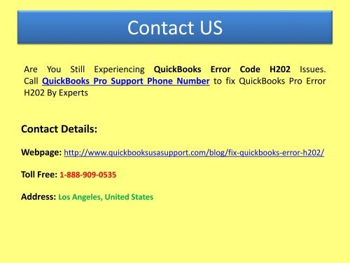 Call 1-888-909-0535 To Fix QuickBooks Error Code H202, H303, H101