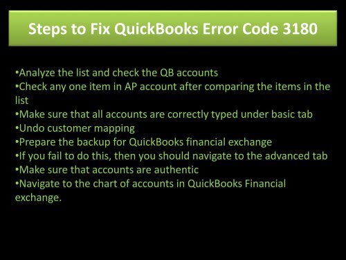 Call 1-888-909-0535 to Fix QuickBooks Error Code 3180