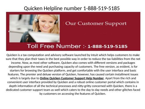 Quicken Support Available for all Series of Software 1-888-519-5185