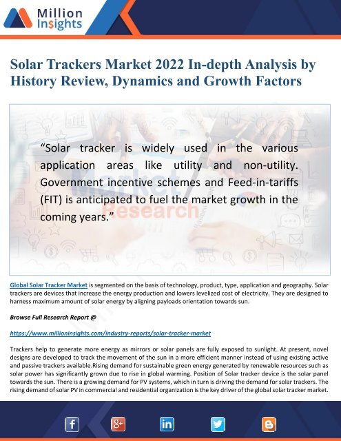 Solar Trackers Market 2022 Driven by Key Players and Regions Forecast 